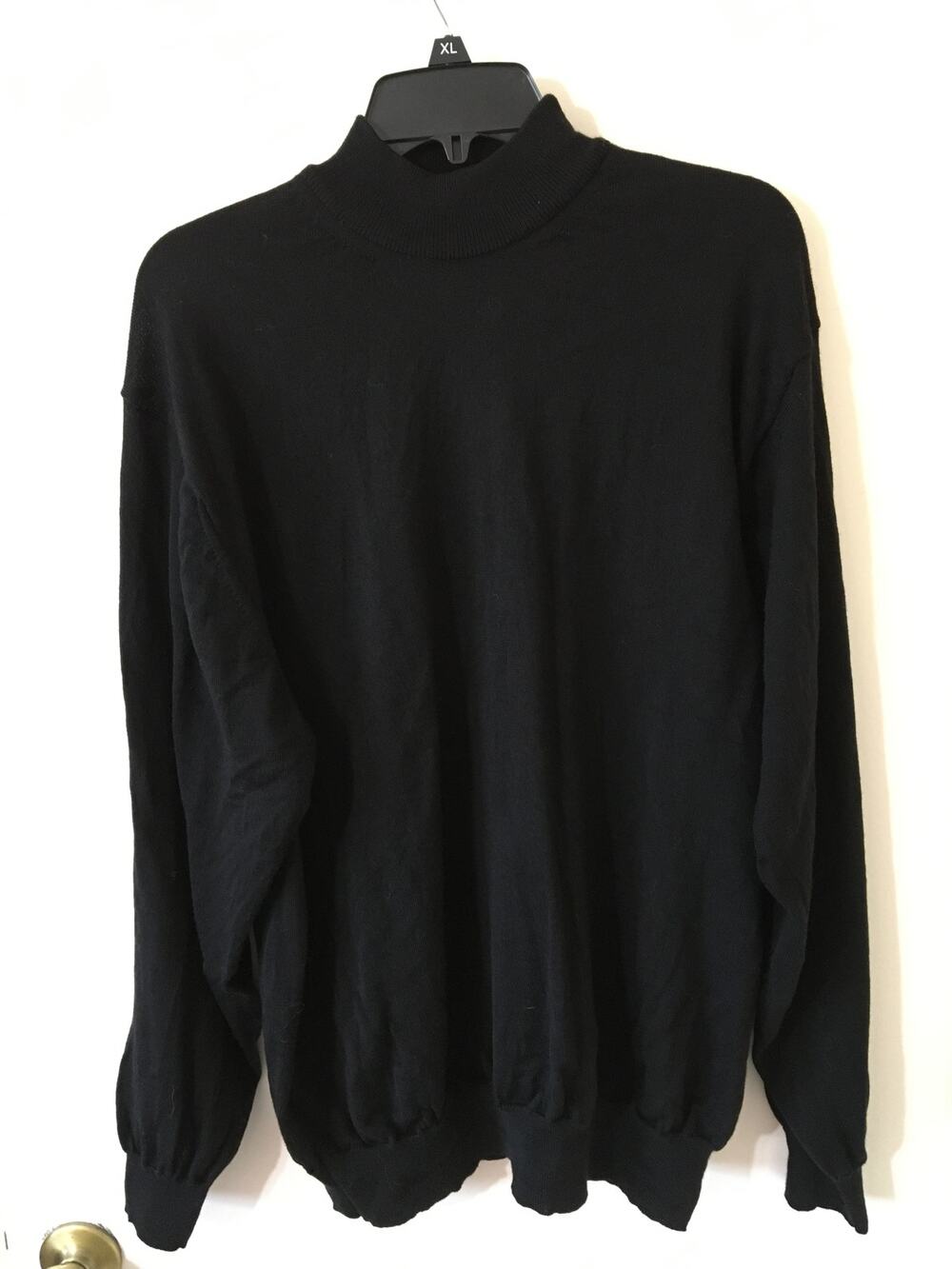 Marconi le Collezioni Black Mock Turtleneck 100% Pure New Wool XL Made in Italy
